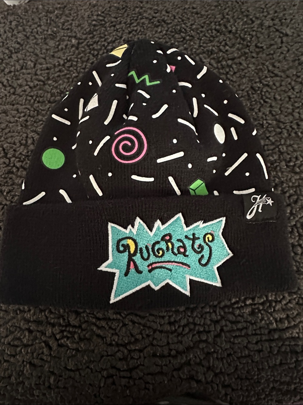 Black Patterned Rugrats Beanie